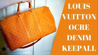 RARE Louis Vuitton "OCRE" Denim Keepall Bandouliere 50 Review & Try On (Virgil Abloh SS19 Orange)