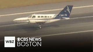 Cape Air flight lands on one wheel at Logan Airport