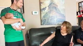 Grandparents Meet Grandchild for the First Time. Emotional Surprises 