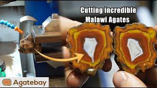 Cutting diifferent malawi Agates with stunning surprises!