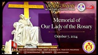 Our Lady of Sorrows Parish | Memorial of Our Lady of the Rosary | October 7, 2024, 6AM