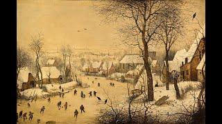 Paysage d'hiver avec patineurs