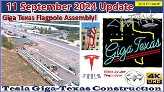 3 Flagpoles, White Boring Tunnel, & Production Robust Today! 11 Sep 2024 Giga Texas Update (07:45AM)