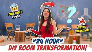 *EXTREME* DIY 24 hour ROOM TRANSFORMATION Under ₹999! Christmas Decor| #Vlogmas Day 21 |Heli Ved