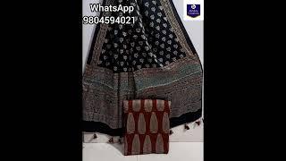 #Modal #Silk #Ajrakh Top and Dupatta Handblock Printed Natural Dyed 9804594021 #ajrak #suits #bemira