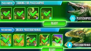 LOOKING FOR PLATECARPUS AND UNLOCK PROTEROGYRINUS LEVEL 40 | JURASSIC WORL THE GAME