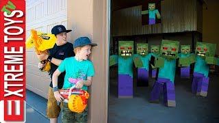 Minecraft Monster Mash! Sneak Attack Squad Glitchy Nerf Battle!