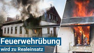 Feuerwehr-Übung wird zu Realeinsatz: Kamerad von Flammen eingeschlossen