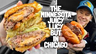 I ate a Minneapolis Juicy Lucy But In Chicago | *CHEESE INSIDE THE BURGER PATTY?!* 