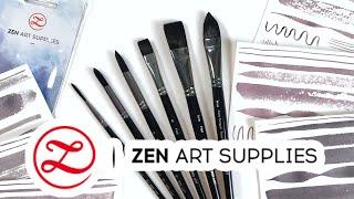 Review & Demo - ZenArt Supplies "Black Tulip" Watercolor Brush Set  (VEGAN brushes!)