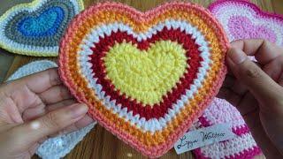 Part 2 Crochet Big Multicolored Heart Applique