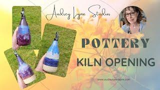 POTTERY KILN OPENING, Glaze Combo Comparisons, OIL BOTTLES / Mugs / SIPPY STRAW CUPS / Salad Bowl!