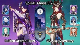 C0 Raiden Ororon Taser & C0 Chasca Hypercarry - Spiral Abyss 5.1\5.2 Floor 12 Genshin Impact