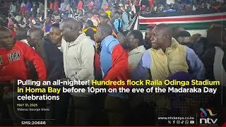 Hundreds flock Raila Odinga Stadium in Homa Bay on the eve of the Madaraka Day celebrations