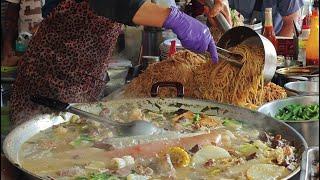 Taiwan style breakfast - Giant Fried Noodles , Pork thick soup Making /古早味豬雜湯製作-Taiwan Street Food