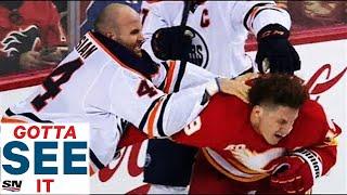 GOTTA SEE IT: Every Big Hit, Fight & Crazy Goal From Wild Battle Of Alberta + Post Game Comments