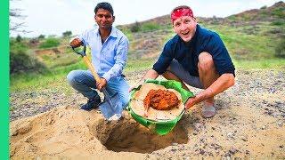 RARE Indian Desert Food! Cooking Underground Rajasthani Style! (Khad Lamb)