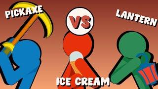 Supreme Duelist Stickman FIGHT Animation: Pickaxe vs Ice Cream vs Lantern