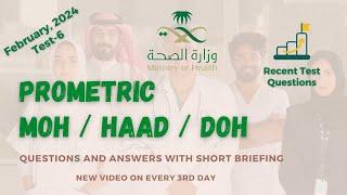 Feb 2024 Prometric Questions with Answers Test 6 for MOH, DHA, HAAD, and More #mohexam