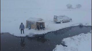 Caught in a Snowstorm with My Dog - Freezing Winter Camping