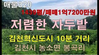 저렴한 자두밭,1439평,매매1억7200만원,시내 가까운 싼땅,김천시 농소면 봉곡리 시골땅