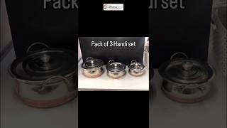 Diamond copper bottom stainless steel Dish with Lid set of 3 -1700ml,1000ml,650ml/ Grab yours soon⬇️