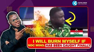 The guy who said he will burn himself if NDC won the Ghana elections has been finally caught.