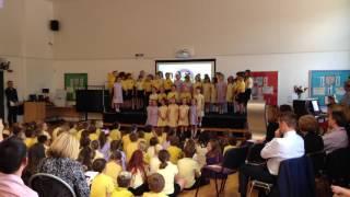 The choir of Ysgol Panteg welcome guests to the school's official opening