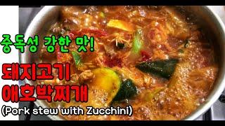 돼지고기 애호박찌개/얼큰한 게 속까지 시원하다[Korean Food-Pork stew with Zucchini]