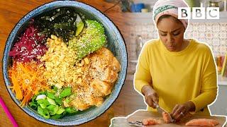 How to make a Salmon Poke Bowl in 15 minutes! | Nadiya's Time to Eat - BBC