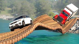 Car vs Impossible Log Bridge Challenge in BeamNG Drive!