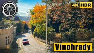 Autumn in Prague's Vinohrady District,  Walking tour  Czech Republic 4K HDR ASMR