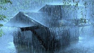 Falling Asleep in the Pouring Rain & Strong Thunder Sounds Struck the Peeling Metal Roof in Night