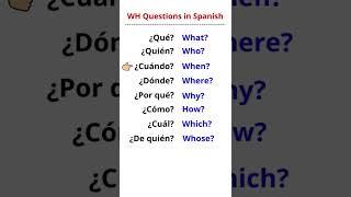 WH Question Words in Spanish#shorts#learnspanish