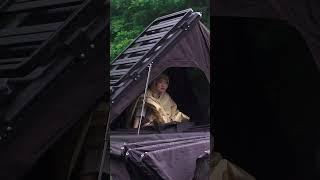 Camping in the rain is comfortable with a rooftop tent and side tarp｜ASMR