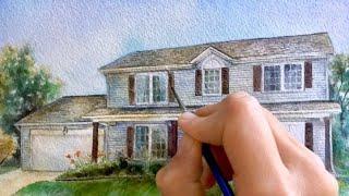 Slow living / watercolor house painting / day in the life / romanticize your life / cottagecore art