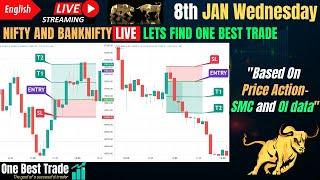 Live Nifty intraday trading | Bank nifty live trading | Live options trading | 8th JAN 2025 dhan