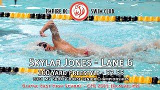 Skylar Jones - c/o 2025 - 100 Yard Freestyle - Empire KC Swim Club - 2024 MV Shourt Course Champions