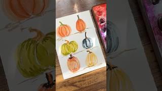 Painting beginner friendly watercolor pumpkins for the fall