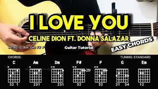 I Love You - Celine Dion, Donna | Easy Guitar Tutorial For Beginners (CHORDS & LYRICS) #guitarlesson