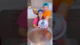 Wednesday Addams cake vs orange juice ice cream challenge!#wednesday #funny by Ethan Funny Family