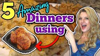 5 Incredible DINNER RECIPES Using ROTISSERIE CHICKEN | Easy DINNERS Using Cooked Shredded Chicken!