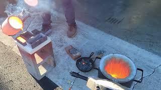 Devil Forge Furnace first melt!!  Making copper ingots and coins! ArtByAdrock molds!!!