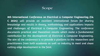 Call For Papers-8th International Conference on Electrical & Computer Engineering (E& C 2024)