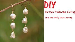 cmallforhappylife:Cute and lovely Baroque freshwater pearl Earring / Dangle /Tassel E363