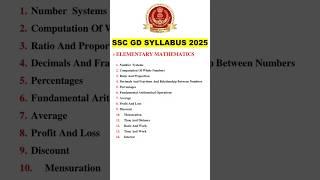 SSC GD Syllabus 2025 #sscgdsyllabus