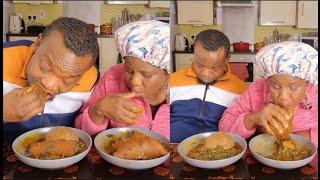 Prank back to sender with MASSIVE COW SKIN AFRICAN FOOD MUKBANG Amala & vegetable  soup ASMR