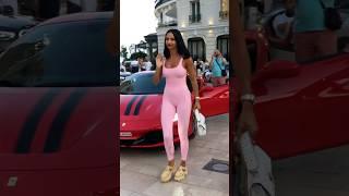 Gorgeous pink billionaire getting out her Ferrari at Casino #billionaire #monaco #luxury #lifestyle