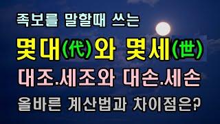 족보말할때 사용되는 대와 세, 대조와 세조, 대손과 세손의 차이점과 올바른 사용법/청곡의 니캉내캉