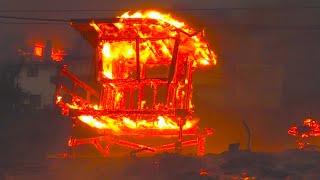 Lifeguard Towers Burn when Palisades Fire Jumps over PCH